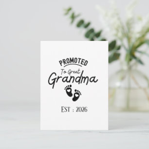 Promoted To Great Grandma To Be Est 2026 Invitation Postcard