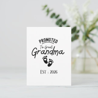 Promoted To Great Grandma To Be Est 2026 Invitation Postcard