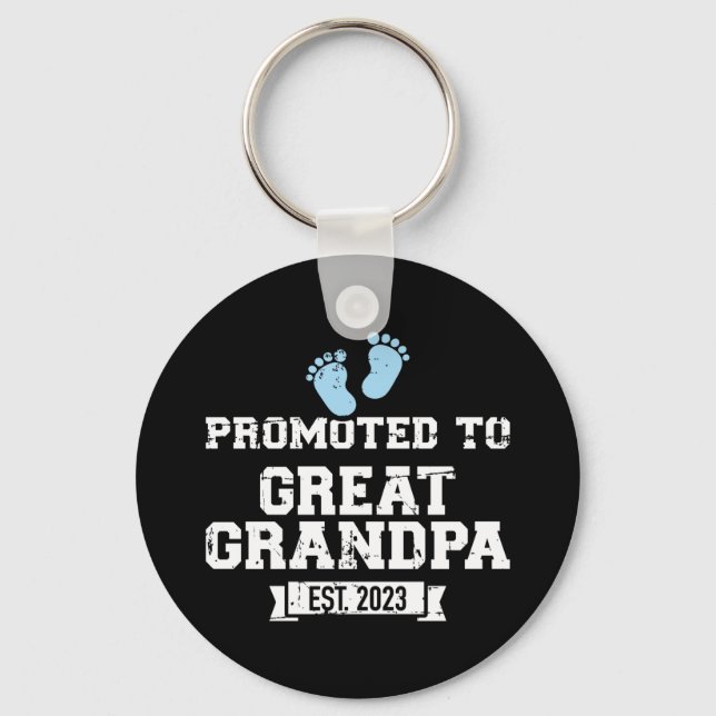 Promoted to great grandpa 2023 keychain (Front)