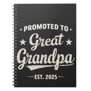 Promoted to Great Grandpa 2025 Family Gift  Notebook