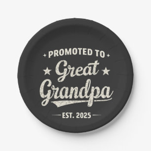 Promoted to Great Grandpa 2025 Family Gift Paper Plate
