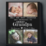 Promoted To Great Grandpa 4 Photo Collage Plaque<br><div class="desc">Photo collage plaque with 'Only The Best Grandpas Get Promoted To Great Grandpa ' typography  . Makes a perfect gift for your favourite grandfather  for Father’s day , grandparent's day , birthday. Personalize with we love you message and grandchildren names.</div>