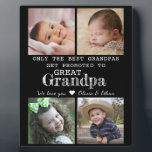 Promoted To Great Grandpa 4 Photo Collage Plaque<br><div class="desc">Photo collage plaque with 'Only The Best Grandpas Get Promoted To Great Grandpa ' typography  . Makes a perfect gift for your favourite grandfather  for Father’s day , grandparent's day , birthday. Personalize with we love you message and grandchildren names.</div>