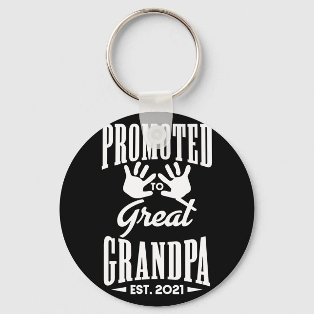 Promoted to Great Grandpa EST. 2021 Announcement Keychain (Front)