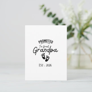 Promoted To Great Grandpa To Be Est 2026 Invitation Postcard
