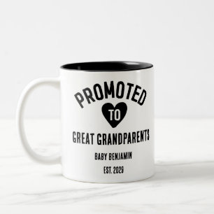 Promoted to Great Grandparents Personalized Name Two-Tone Coffee Mug