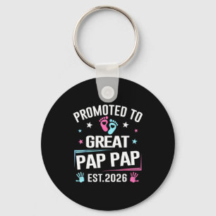 Promoted To Great Pap Pap Est 2026 Pregnancy Annou Keychain