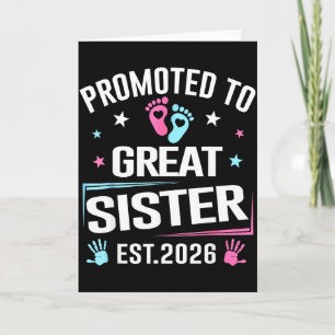 Promoted To Great Sister Est 2026 Pregnancy Announ Card