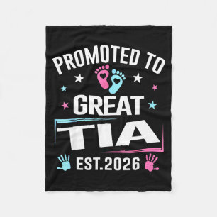 Promoted To Great Tia Est 2026 Pregnancy Announcem Fleece Blanket