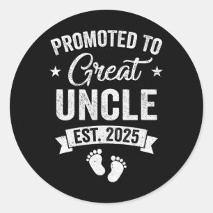 Promoted To Great Uncle Est 2025 Pregnancy Announc Classic Round Sticker