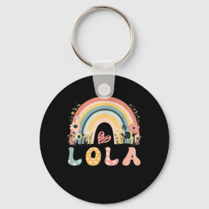 Promoted to Lola Est 2026 Boho Rainbow Floral Keychain