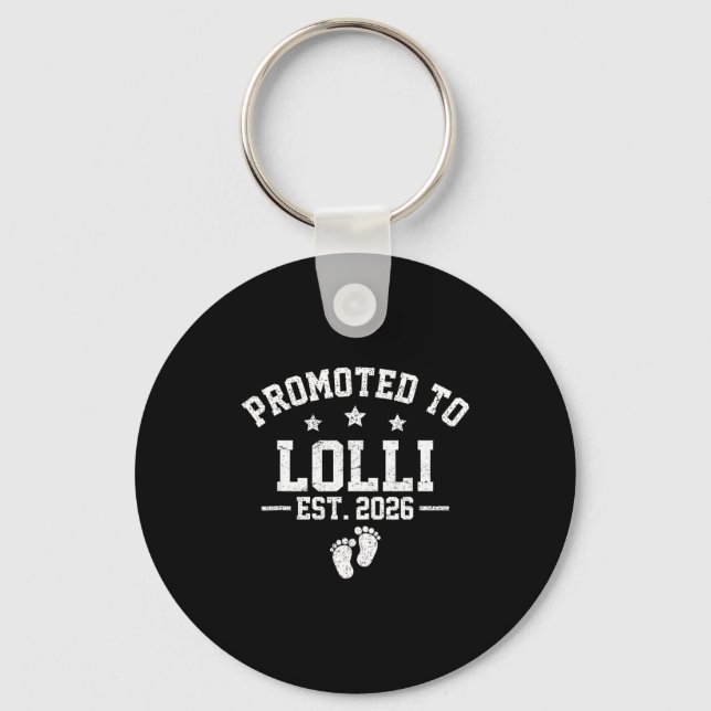 Promoted To Lolli Est 2026 Baby Announcement  Keychain (Front)