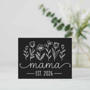 Promoted To Mama 2026 Pregnancy Floral New Mom  Announcement Postcard
