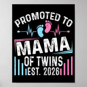 Promoted To Mama Of Twins Est 2026 Baby Shower Vin Poster
