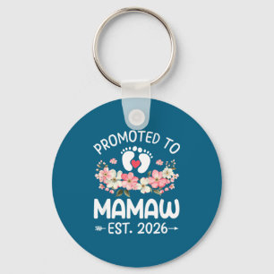 Promoted To Mamaw 2026 First Time Floral New Mamaw Keychain