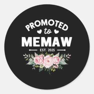 Promoted To Memaw Est 2025 Flower Mother's Day Classic Round Sticker
