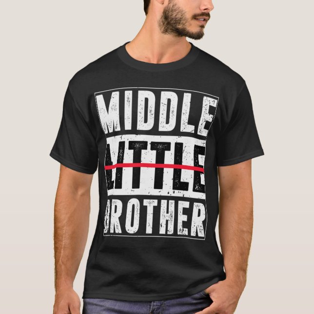 Promoted To Middle Brother Funny New Baby Announce T-Shirt (Front)