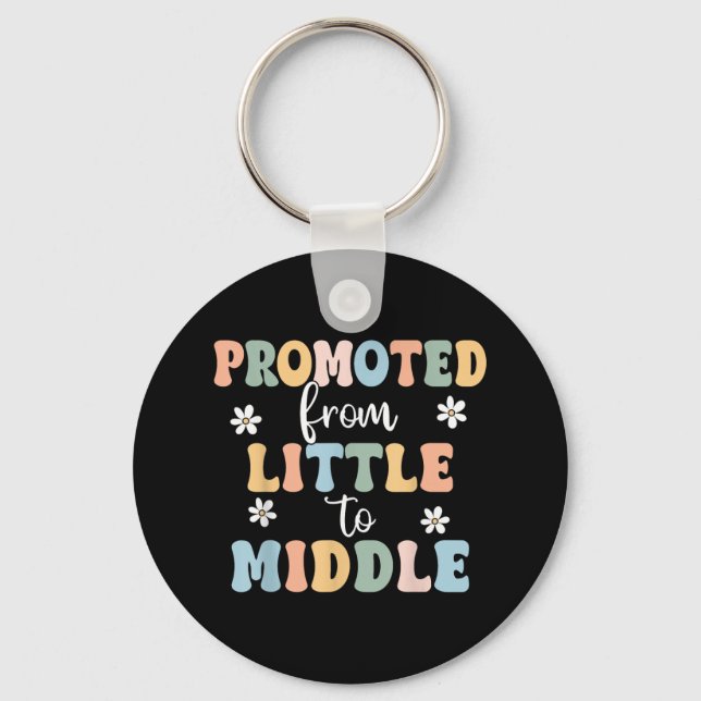 Promoted To Middle Brother Sister Toddler Baby Ann Keychain (Front)