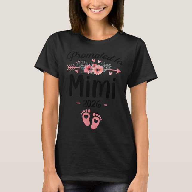 Promoted To Mimi Est 2026 Floral  T-Shirt (Front)
