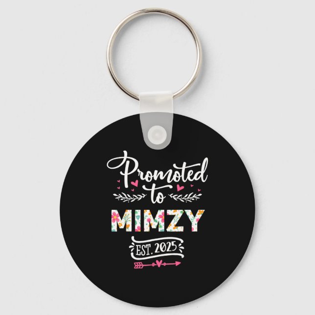 Promoted To Mimzy 2025 Cute Pregnancy Announcement Keychain (Front)