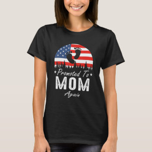 Promoted To Mom Again 2024 US Flag Father's Day T-Shirt