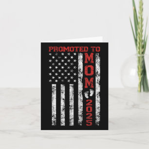 Promoted To Mom Est 2025 Vintage American Flag New Card