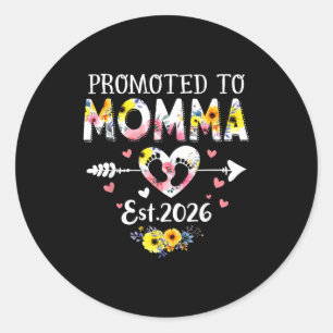 Promoted To Momma 2026 First Time New Grandma Preg Classic Round Sticker
