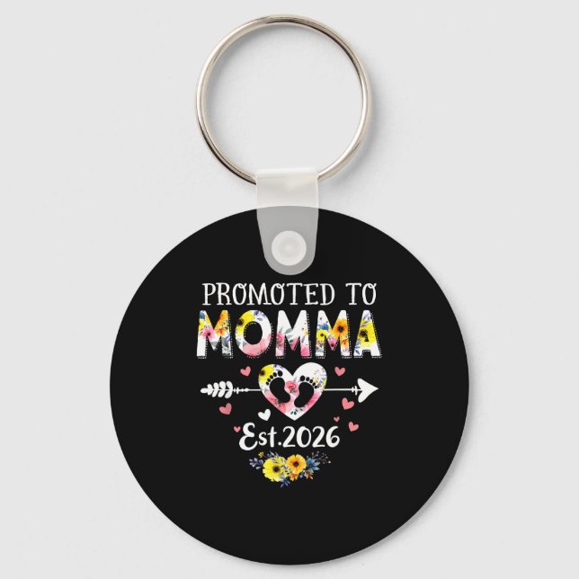 Promoted To Momma 2026 First Time New Grandma Preg Keychain (Front)