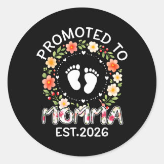 Promoted to Momma Est 2026 Floral Baby Feet Gender Classic Round Sticker