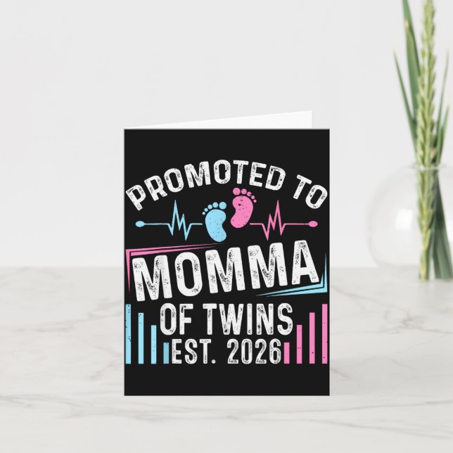 Promoted To Momma Of Twins Est 2026 Baby Shower Vi Card (Front)