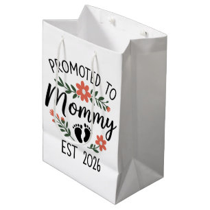 Promoted to Mommy 2026 Funny First Time Pregnancy  Medium Gift Bag