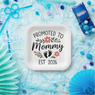 Promoted to Mommy 2026 Funny First Time Pregnancy  Paper Plate