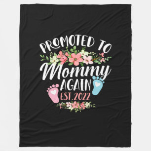 Promoted To Mommy Again Est 2022 Flower Fleece Blanket