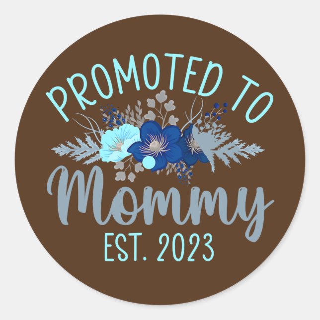 Promoted To Mommy Est 2023 New Mom Gift First Classic Round Sticker (Front)