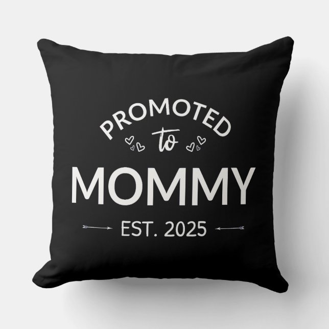 Promoted To Mommy Est. 2025 II Throw Pillow (Front)