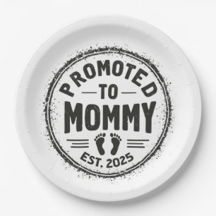 Promoted to Mommy Est. 2025 Pregnancy Announcement Paper Plate