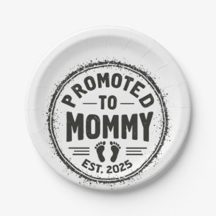 Promoted to Mommy Est. 2025 Pregnancy Announcement Paper Plate