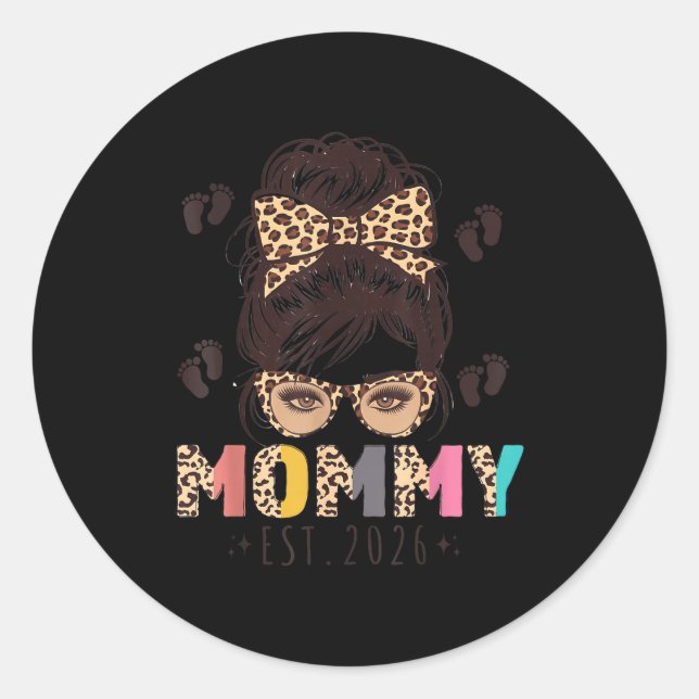 Promoted To Mommy Est 2026 Mom To Be New Mother Me Classic Round Sticker (Front)