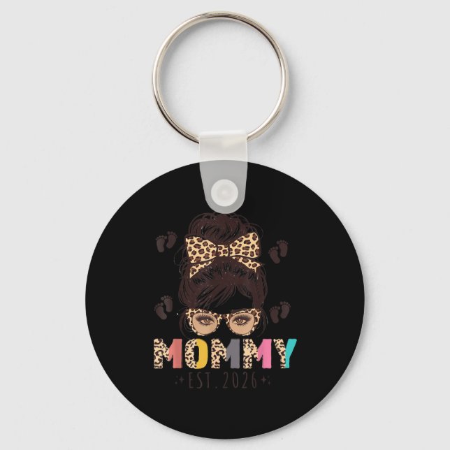 Promoted To Mommy Est 2026 Mom To Be New Mother Me Keychain (Front)