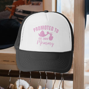 Promoted To Mommy Est Year Girl Gender Reveal Trucker Hat