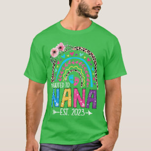 Promoted To Nana Est 2023 Leopard Rainbow Mothers T-Shirt
