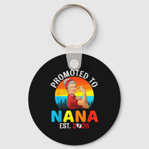 Promoted To Nana Est 2026 Strong Grandma Wer Retro Keychain