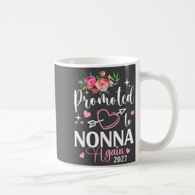 Promoted To Nonna Again Est 2027 Flower Heart  Coffee Mug (Right)