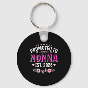 Promoted to nonna est. 2026 funny floral mother's keychain