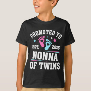 Promoted To Nonna Est 2026 Of Twins Gender Reveal T-Shirt