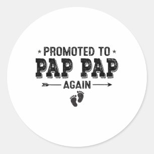 Promoted To Pap Pap Again Grandparents Byby Classic Round Sticker
