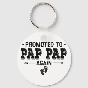 Promoted To Pap Pap Again Grandparents Byby Keychain