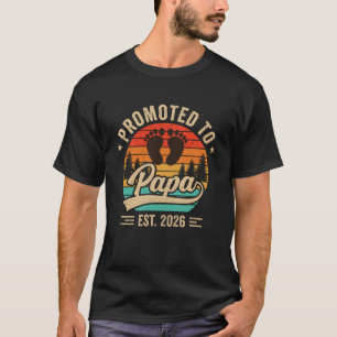 Promoted To Papa Est 2026 Grandparents Baby Announ T-Shirt