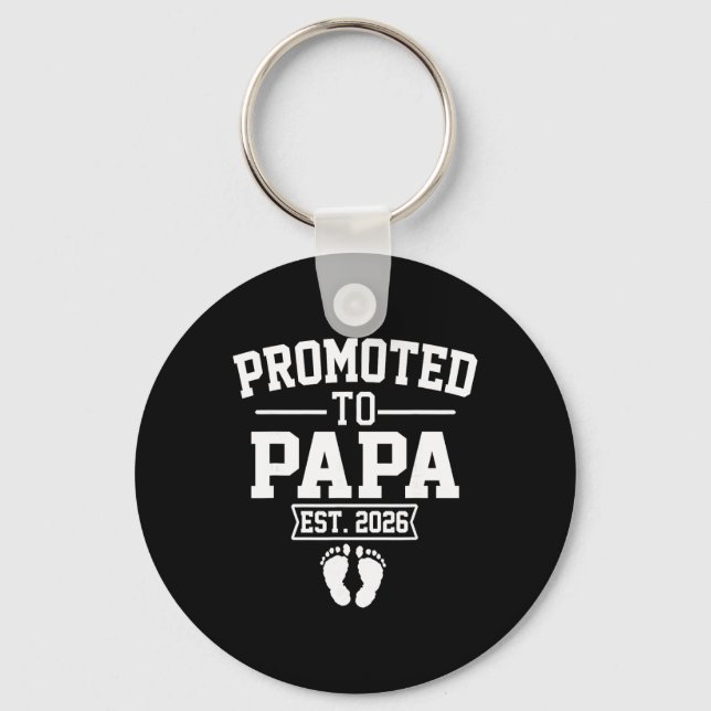 Promoted To Papa Est 2026 Retro Soon To Be Papa 20 Keychain (Front)