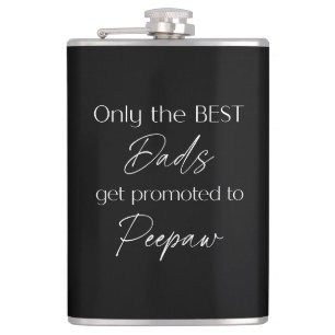Promoted to Peepaw   Grandpa Gift Black & White Hip Flask